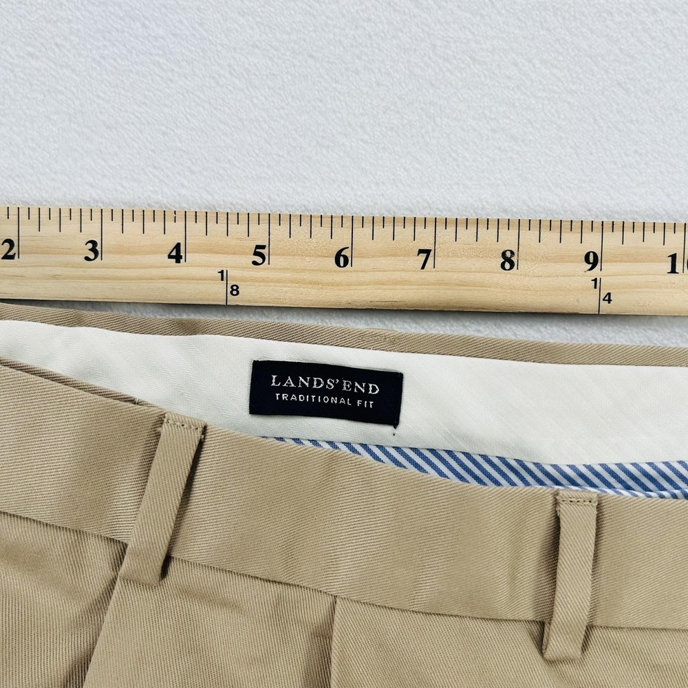 Lands' End Pants Mens 46 Long Khaki Traditional Fit Pleated Cuffed Chino Casual - Picture 16 of 16